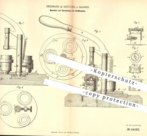 original Patent - Heidmann & Höttges , Barmen 1887 , Herstellung der Stoffknöpfe | Knopf , Knöpfe , Kleidung , Schneider