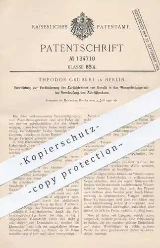 original Patent - Theodor Grubert , Berlin , 1900 , Verstopfung bei Abtrittbecken | Wasserleitung , Klärgrube , Sanitär