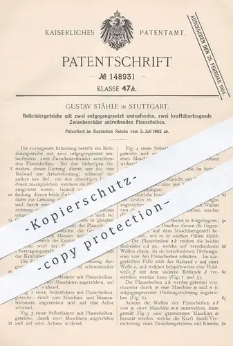original Patent - Gustav Stähle , Stuttgart , 1902 , Reibrädergetriebe | Getriebe , Motor , Maschinen , Schlosser !!!
