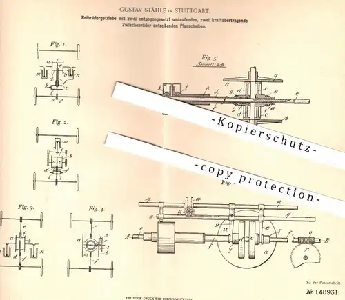 original Patent - Gustav Stähle , Stuttgart , 1902 , Reibrädergetriebe | Getriebe , Motor , Maschinen , Schlosser !!!