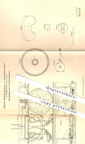 original Patent - Andrew W. Belfrage , Alexander Munro , Edinburgh Schottland 1887 , Reinigung der Straßenbahn - Gleise