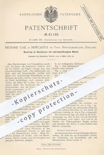 original Patent - Richard Cail , Newcastle on Tyne , Northumberland , England , 1887 , Geschoss | Waffen , Revolver !!