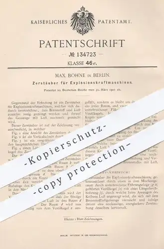 original Patent - Max Bohne , Berlin  1901 , Zerstäuber für Motoren | Motor , Gasmotor , Benzin , Petroleum , Brennstoff