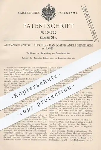 original Patent -  Alexander Antoine Riasse , Jean Joseph André Sengeissen , Paris , 1899 , Herst. von Sammlerplatten