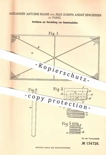 original Patent -  Alexander Antoine Riasse , Jean Joseph André Sengeissen , Paris , 1899 , Herst. von Sammlerplatten