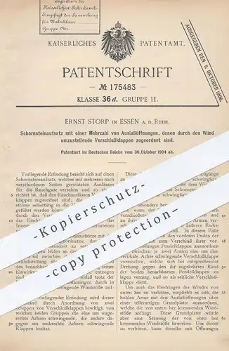 original Patent - Ernst Storp , Essen 1904 , Schornsteinaufsatz | Schornstein , Schornsteinfeger , Heizung , Ofen , Esse