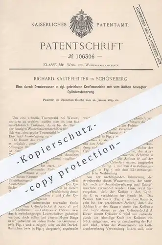 original Patent - Richard Kaltefleiter , Schöneberg , 1899 , durch Druckwasser getriebene Kraftmaschine | Motor !!
