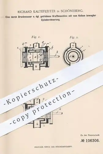 original Patent - Richard Kaltefleiter , Schöneberg , 1899 , durch Druckwasser getriebene Kraftmaschine | Motor !!