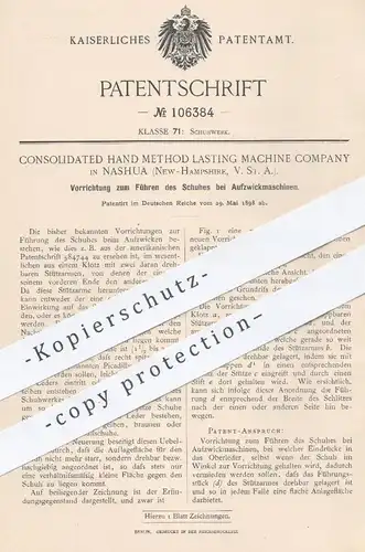 original Patent - Consolidated Hand Method Lasting Machine Comp. , Nashua , New Hampshire | Aufzwickmaschine für Schuhe