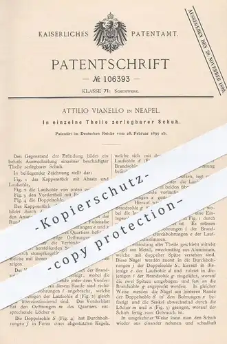 original Patent - Attilio Vianello , Neapel , 1899 , zerlegbarer Schuh | Schuhe , Schuhwerk , Stiefel , Schuster !!!