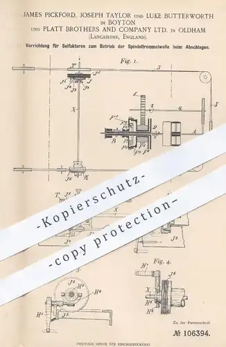 original Patent - James Pickford , Joseph Taylor , Luke Butterworth / Boyton | Platt Brothers , Oldham | Spinnmaschine