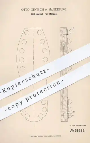 original Patent - Otto Gensch , Magdeburg , 1886 , Schuhwerk für Mälzer | Schuhe , Schuster , Mälzerei , Malz , Stiefel