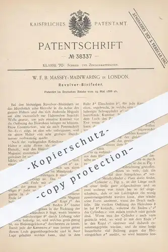 original Patent - W. F. B. Massey Mainwaring , London , 1886 , Revolver - Bleifeder | Bleistift , Stift , Schreibfeder