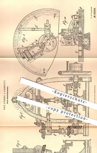 original Patent - Paul Göhring , Cannstatt , 1886 , Absatz - Beschneidemaschine | Schuhe , Schuhwerk , Schuster , Schuh