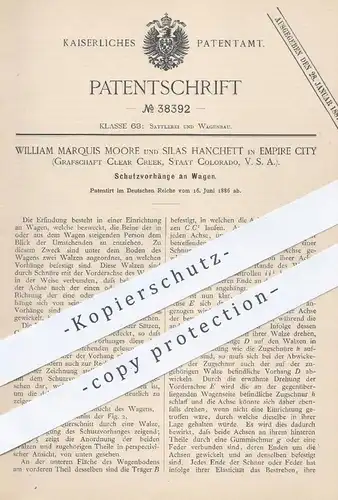 original Patent - W. Marquis Moore , Silas Hanchett , Empire City , Clear Creek , Colorado , USA , 1886 , Schutzvorhang