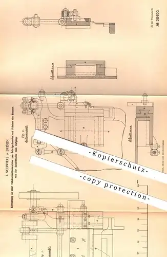 original Patent - L. Schwiers , Bremen , 1886 , Tabak - Schneidemaschine | Zigaretten , Zigarren , Rauchen !!