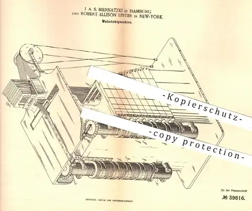 original Patent - J. A. S. Biernatzki , Hamburg | Robert Ellison Lester , New York , 1886 , Webstuhl - Geschirr | Weber