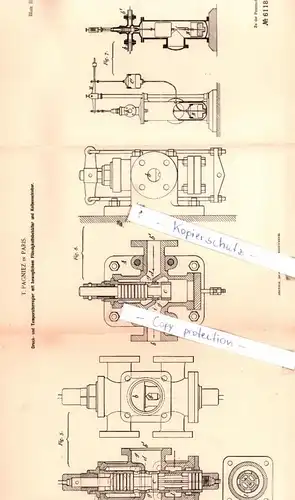 original Patent - T. Pagniez in Paris , 1891 , Druck- und Temperaturregler mit Flüssigkeitsbehälter !!!