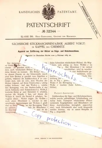 original Patent - Sächsische Stickmaschinenfabrik in Kappel bei Chemnitz , Holz-Erzeugnisse, Geräthe und Maschinen !!!