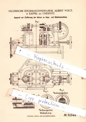 original Patent - Sächsische Stickmaschinenfabrik in Kappel bei Chemnitz , Holz-Erzeugnisse, Geräthe und Maschinen !!!