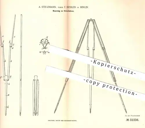 original Patent - A. Stegemann vorm. F. Hessler , Berlin , 1884 , Reisestativ | Kamera - Stativ | Fotograf , Fotokamera