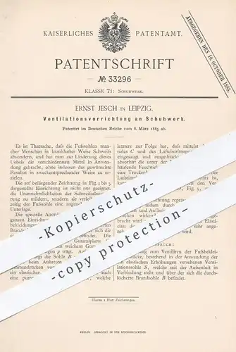 original Patent - Ernst Jesch , Leipzig , 1885 , Ventilation am Schuhwerk | Schuh , Schuhe , Schuster , Schuhmacher !!!