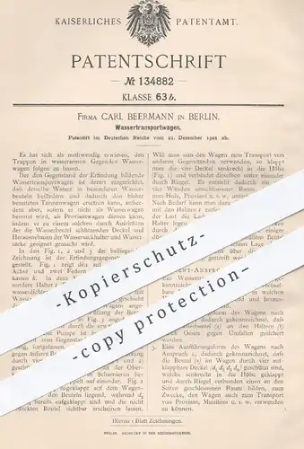 original Patent - Carl Beermann , Berlin , 1901 , Wassertransportwagen | Wasser - Wagen , Wasserfass , Fass , Pumpe !!