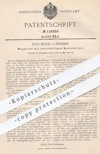 original Patent - Paul Mögel , Dresden , 1901 , Wagenrad mit zweiteiligem Nabenkörper | Rad , Räder , Wagen , Radnabe !