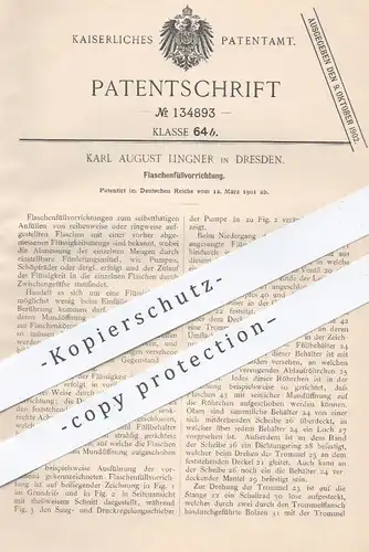 original Patent - Karl August Lingner in Dresden , 1901 , Flaschenfüllvorrichtung | Flaschen füllen | Pumpe !!