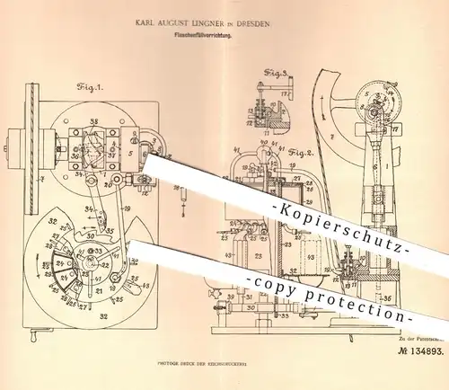 original Patent - Karl August Lingner in Dresden , 1901 , Flaschenfüllvorrichtung | Flaschen füllen | Pumpe !!