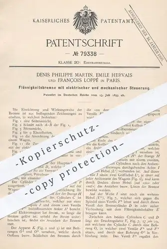 original Patent - Denis Philippe Martin , Emile Hervais , François Loppé , Paris , 1893 , Flüssigkeitsbremse | Eisenbahn