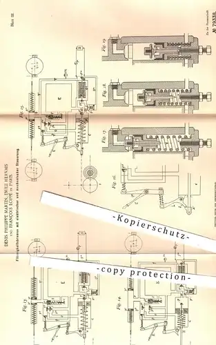 original Patent - Denis Philippe Martin , Emile Hervais , François Loppé , Paris , 1893 , Flüssigkeitsbremse | Eisenbahn