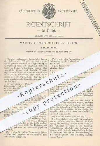original Patent - Martin Georg , Berlin , 1887 , Panzerladen | Rolladen , Rollkasten , Fenster , Fensterladen , Rollo !!