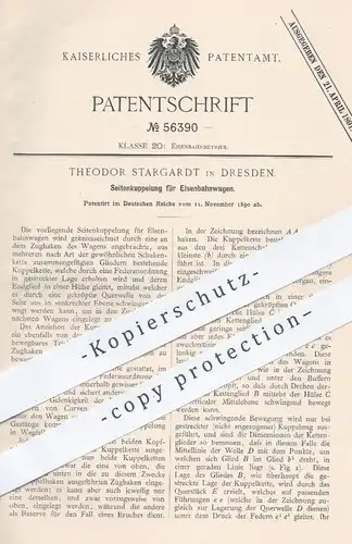 original Patent - Theodor Stargardt , Dresden , 1890 , Seitenkupplung für Eisenbahnen | Kupplung für Eisenbahn !!!