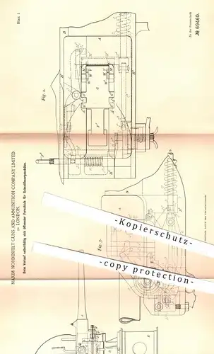 original Patent - Maxim Nordenfelt Guns & Ammunition Company Limited , London , 1891 , Schnellfeuer - Geschütz | Waffen