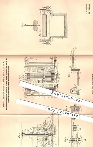 original Patent - Anson Gardner Betts , Lansingburgh , USA , 1901 , Heben u. Senken der Kathoden | Elektrolyse , Motor !