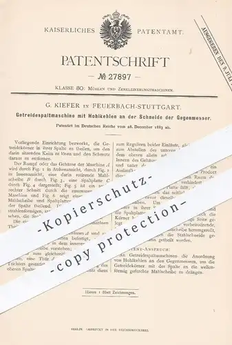 original Patent - G. Kiefer , Feuerbach / Stuttgart , 1883 , Getreidespaltmaschine | Getreide - Spaltmaschine | Mühle !!