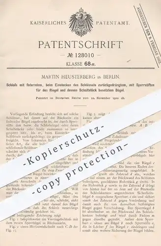 original Patent - Martin Heusterberg , Berlin , 1900 , Schloss | Türschloss , Tür , Schlosser , Schlosserei !!