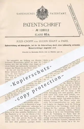 original Patent - Jules Croppi | Lucien Edant , Paris , 1900 , WC - Spülung mit Heberglocke | Toilette , Abort , Wasser