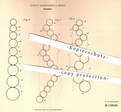 original Patent - Gustav Katzenstein , Berlin , 1900 , Riesenkühler | Kühler , Kühlung , Kühlanlage , Kühlschrank !!!