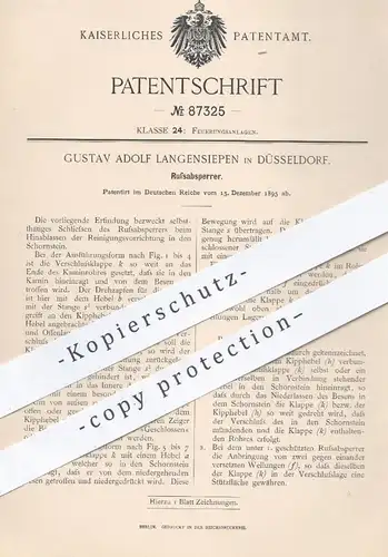 original Patent - Gustav A. Langensiepen , Düsseldorf , 1895 , Russabsperrer | Schornstein , Feuerung , Ofen , Heizung !