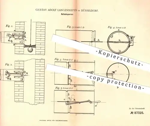 original Patent - Gustav A. Langensiepen , Düsseldorf , 1895 , Russabsperrer | Schornstein , Feuerung , Ofen , Heizung !