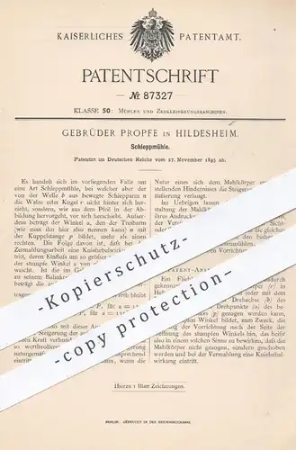 original Patent - Gebrüder Propfe in Hildesheim , 1895 , Schleppmühle | Mühle , Mühlen , Walze , Müller , Müllerei !!!