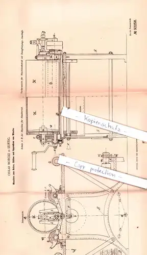 original Patent - Oskar Moecke in Leipzig , 1896 , Maschine zum Rollen, Glätten und Appretiren von Wäsche !!!