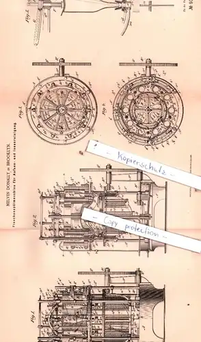 original Patent - Melvin Donally in Brooklyn , 1896 , Flaschenspülmaschine für Außen- und Innenreinigung !!!
