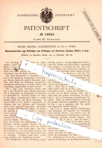 original Patent - Moise Michel Goldenstein & Co. in Wien , 1880 , Hochbauwesen !!!