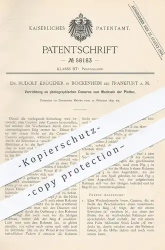 original Patent - Dr. Rudolf Krügener , Bockenheim / Frankfurt  1891 , Wechseln der Platten an Foto - Kamera | Fotograf