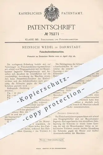 original Patent - Heinrich Wedel in Darmstadt , 1893 , Fleischschneidemaschine | Schneidemaschine für Fleisch , Wurst !!