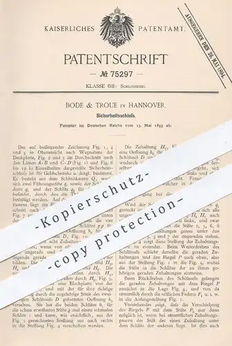 original Patent - Bode & Troue in Hannover , 1893 , Sicherheitsschloss | Schloss , Türschloss , Tür , Schlosser !!!