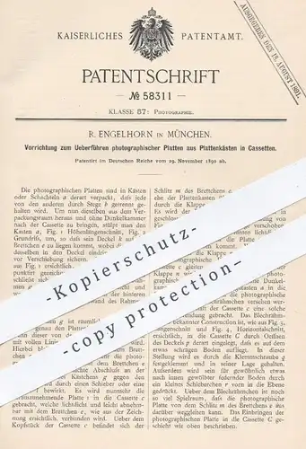 original Patent - R. Engelhorn , München , 1890 , photographischer Platten in Kassetten | Fotograf , Fotokamera , Kamera